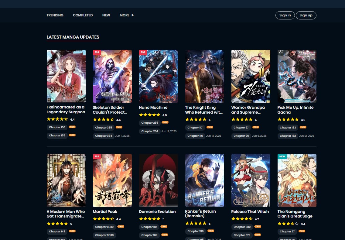 WebCentral manga, manhwa, and manhua